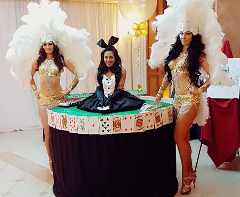 Beautiful Casino Show Girls Entertainers Strolling Poker Table Poker Dealer Model Birthday Party Private Party Event New York