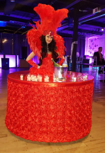 Beautiful alive strolling table girl Model Private events birthday party New York