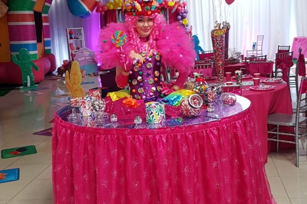 Candy Land Strolling Table Entertainment Performer Strolling table Model Children PartyNew York City